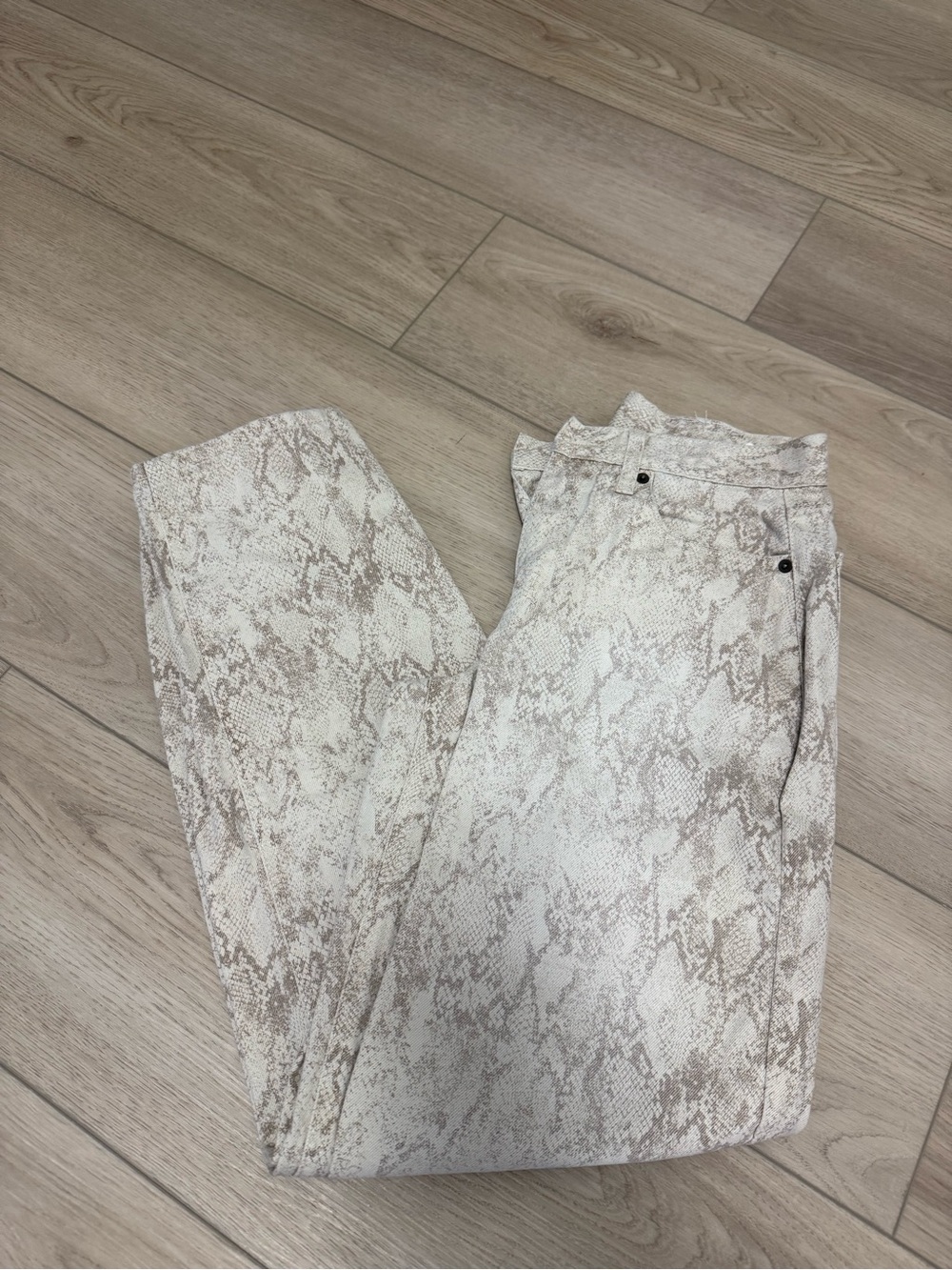 KBB Snake-Print Barrel Jean